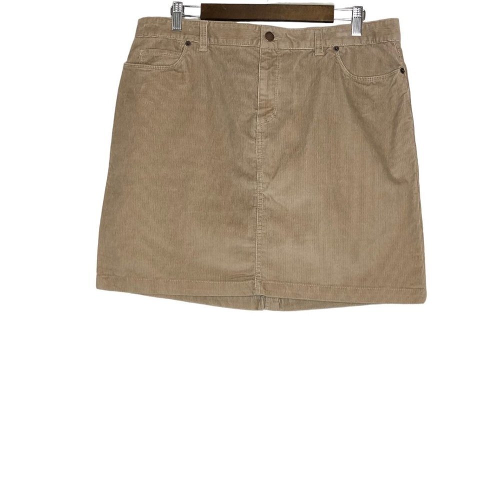L.L.Bean NWT‎ Tan Corduroy Favorite Fit Skirt Size 16 Petite